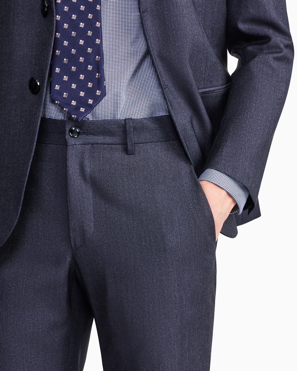 Giorgio Armani Blue Soho Line Denim-Look Wool Single-Breasted Suit for men