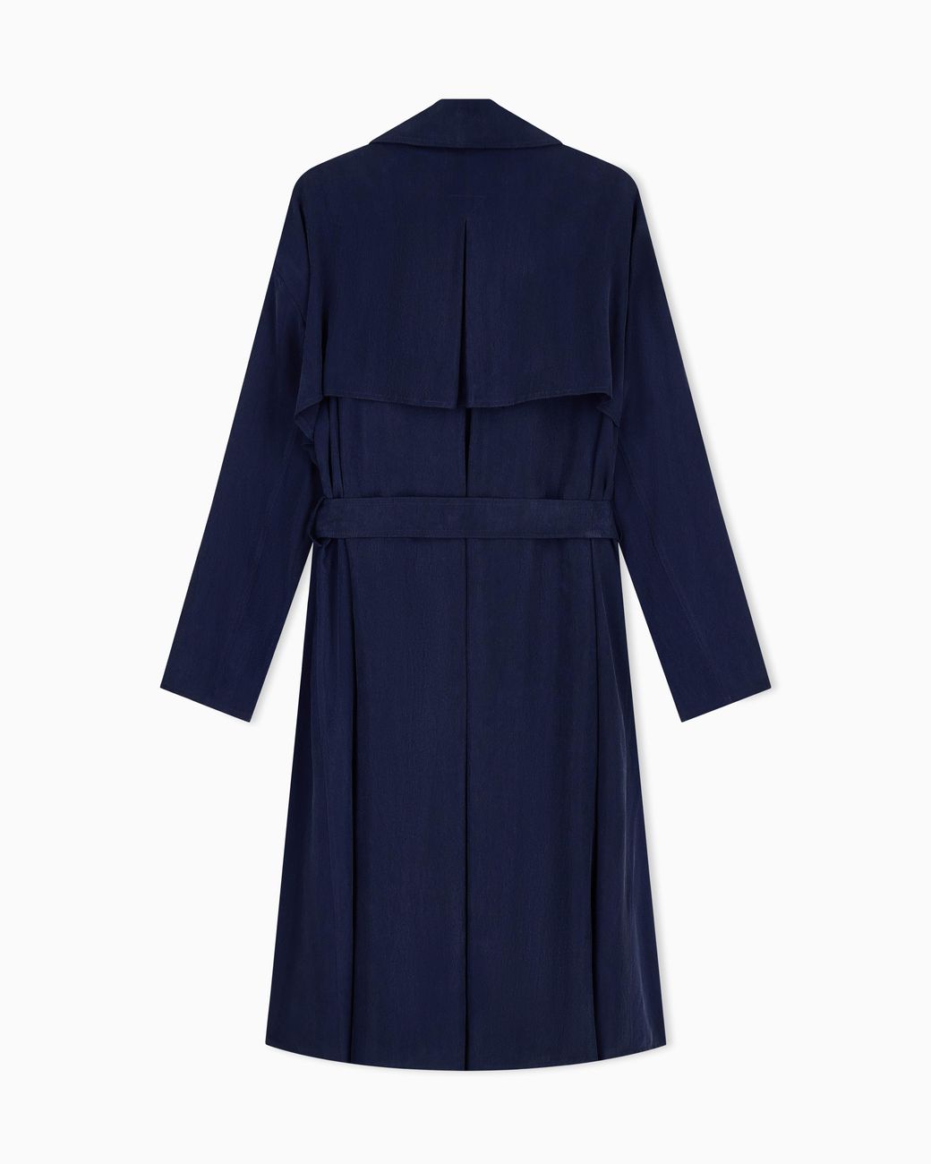 Giorgio Armani Blue Double-Breasted Washed Cupro Coat With A Belt Icon for men
