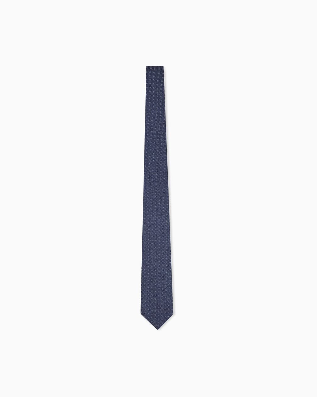 Giorgio Armani Blue Jacquard Silk Tie With Dotted Pattern And Embroidered Logo for men