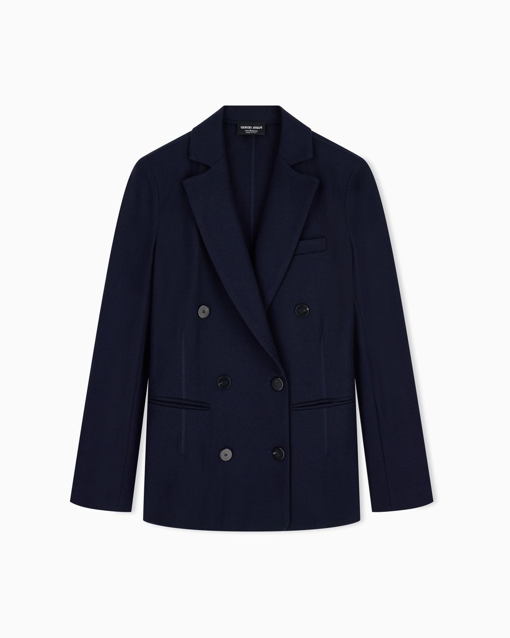Giorgio Armani Blue Pure Cashmere Jersey Double-Breasted Jacket