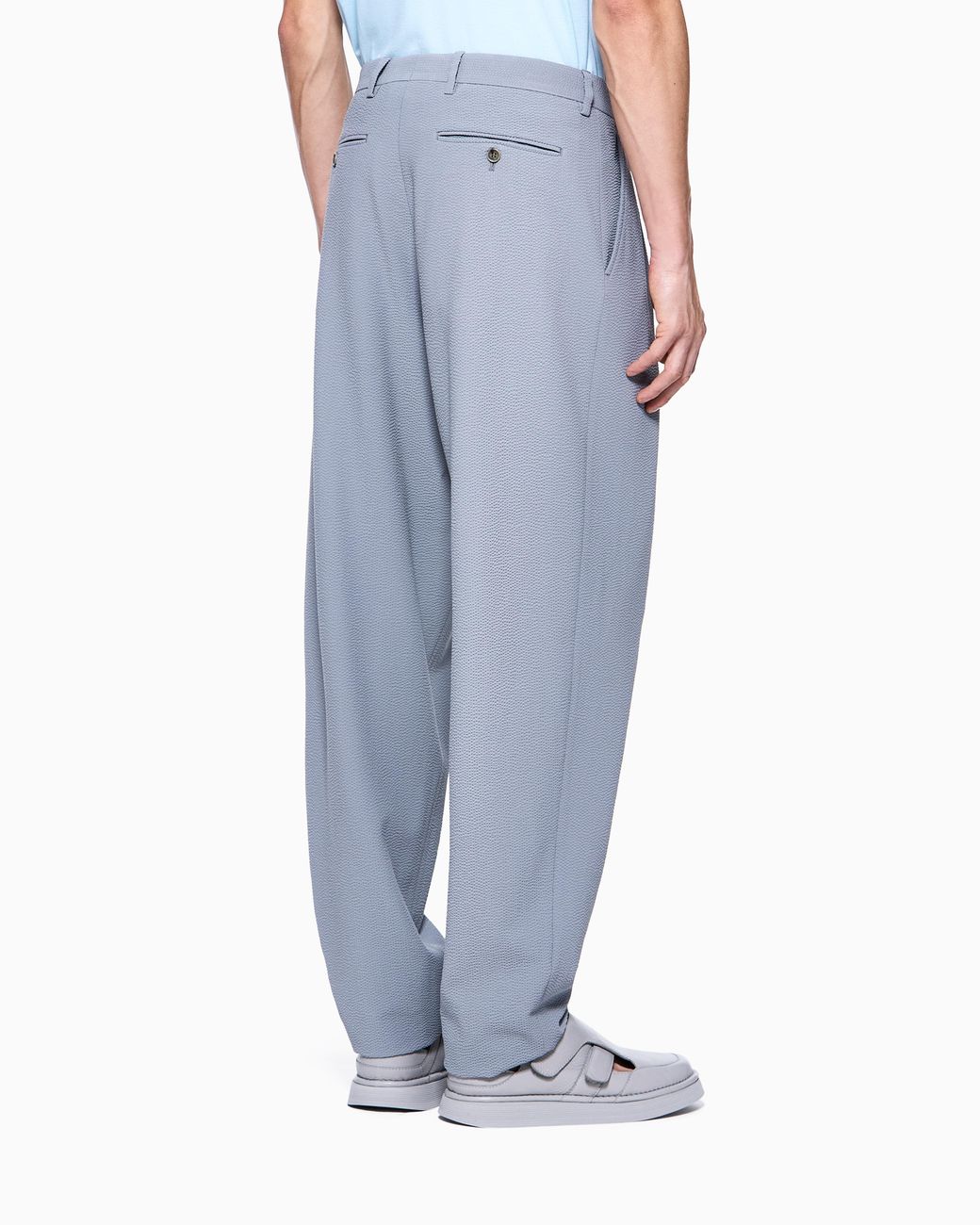 Giorgio Armani Blue Double Pleat Trousers for men