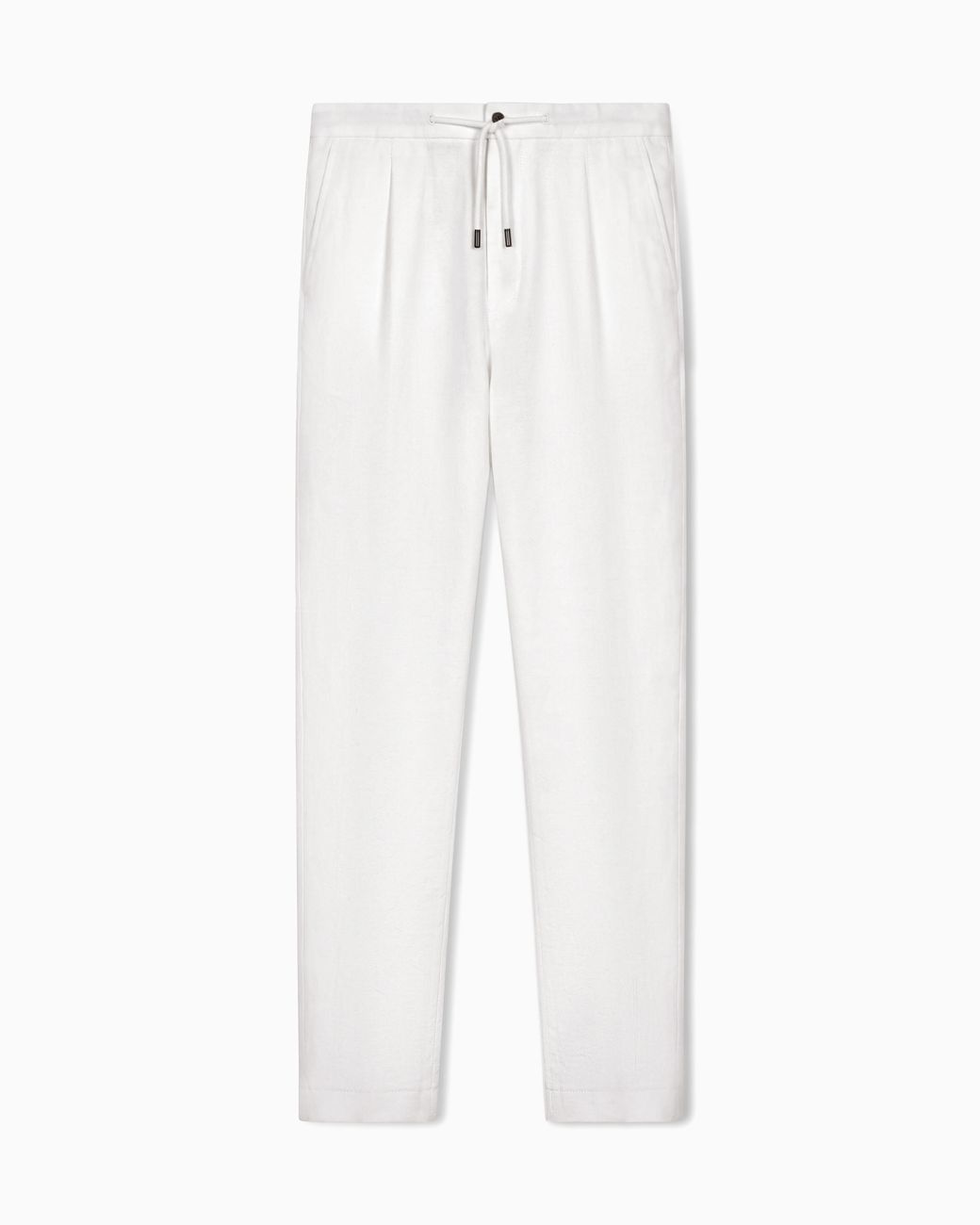 Giorgio Armani White Single-Pleat, Linen-Canvas Trousers for men