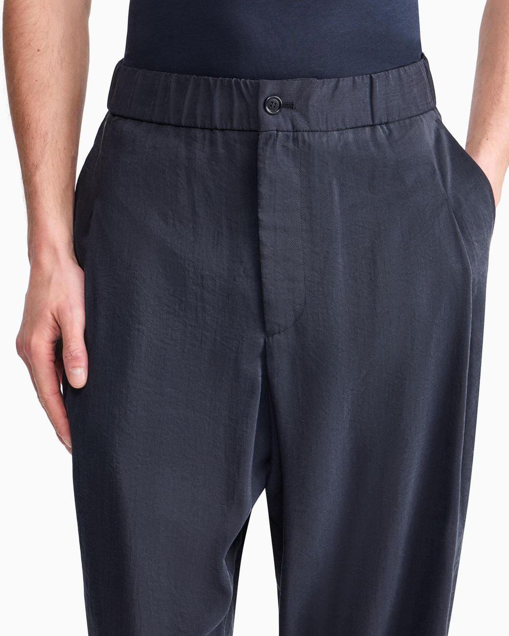Giorgio Armani Blue Washed, Silk-Blend, Single-Pleat Trousers for men