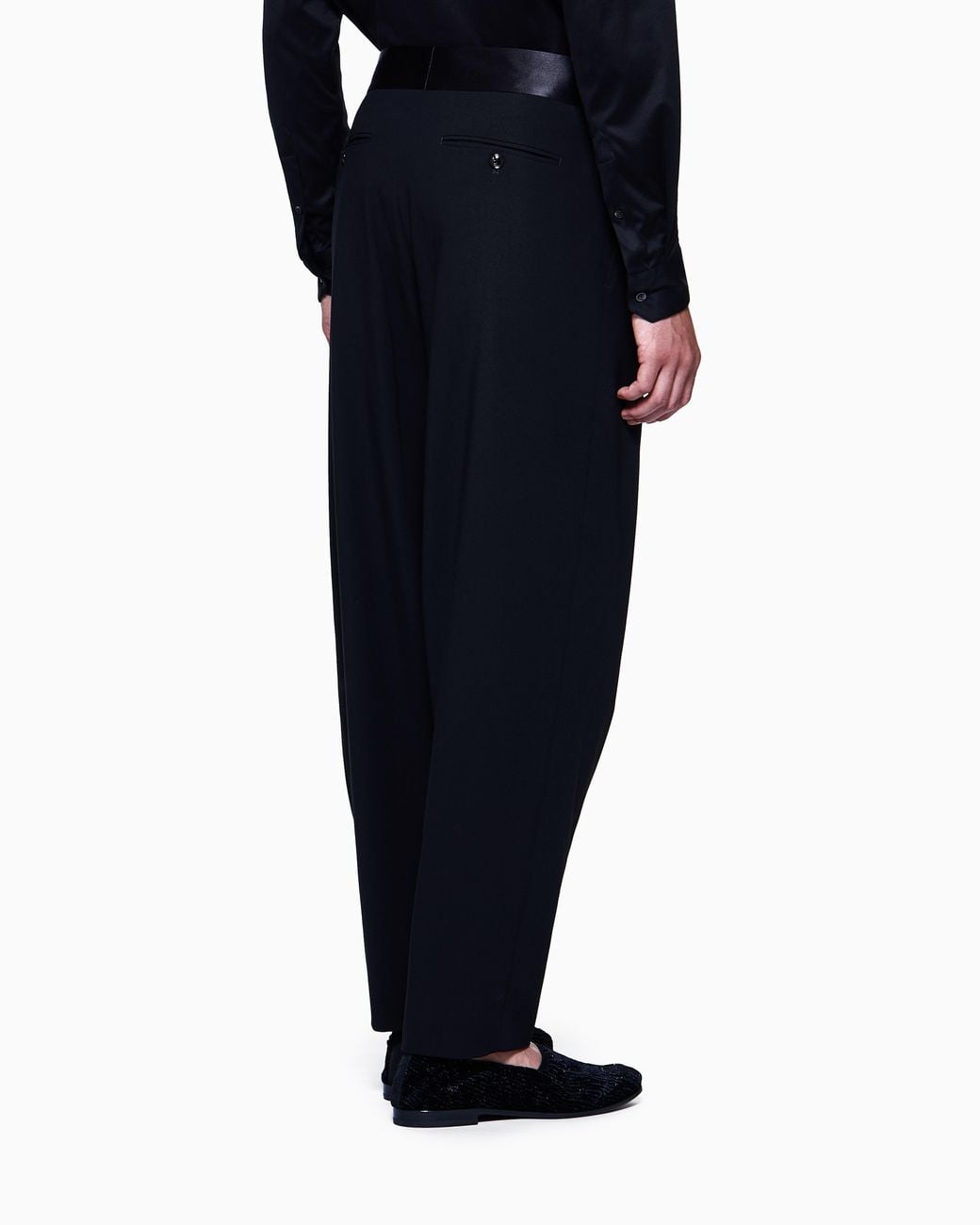 Giorgio Armani Blue Double-Pleat, Wool-Crêpe Trousers for men