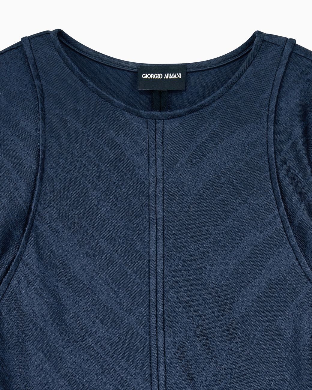 Giorgio Armani Blue Jumper Slim-Fit Jacquard Viscose T-Shirt With Tank Effect
