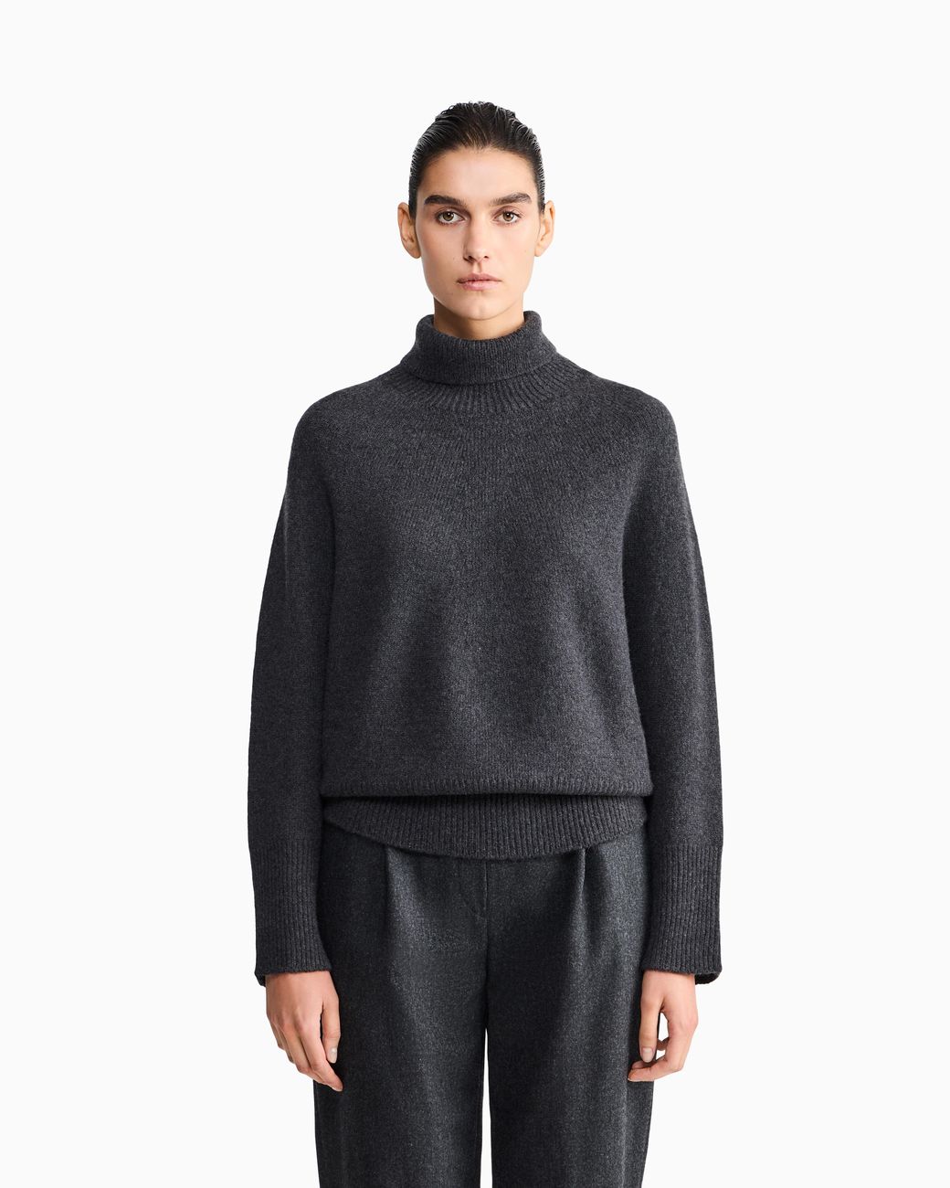 Giorgio Armani Blue Oversized Turtleneck Sweater