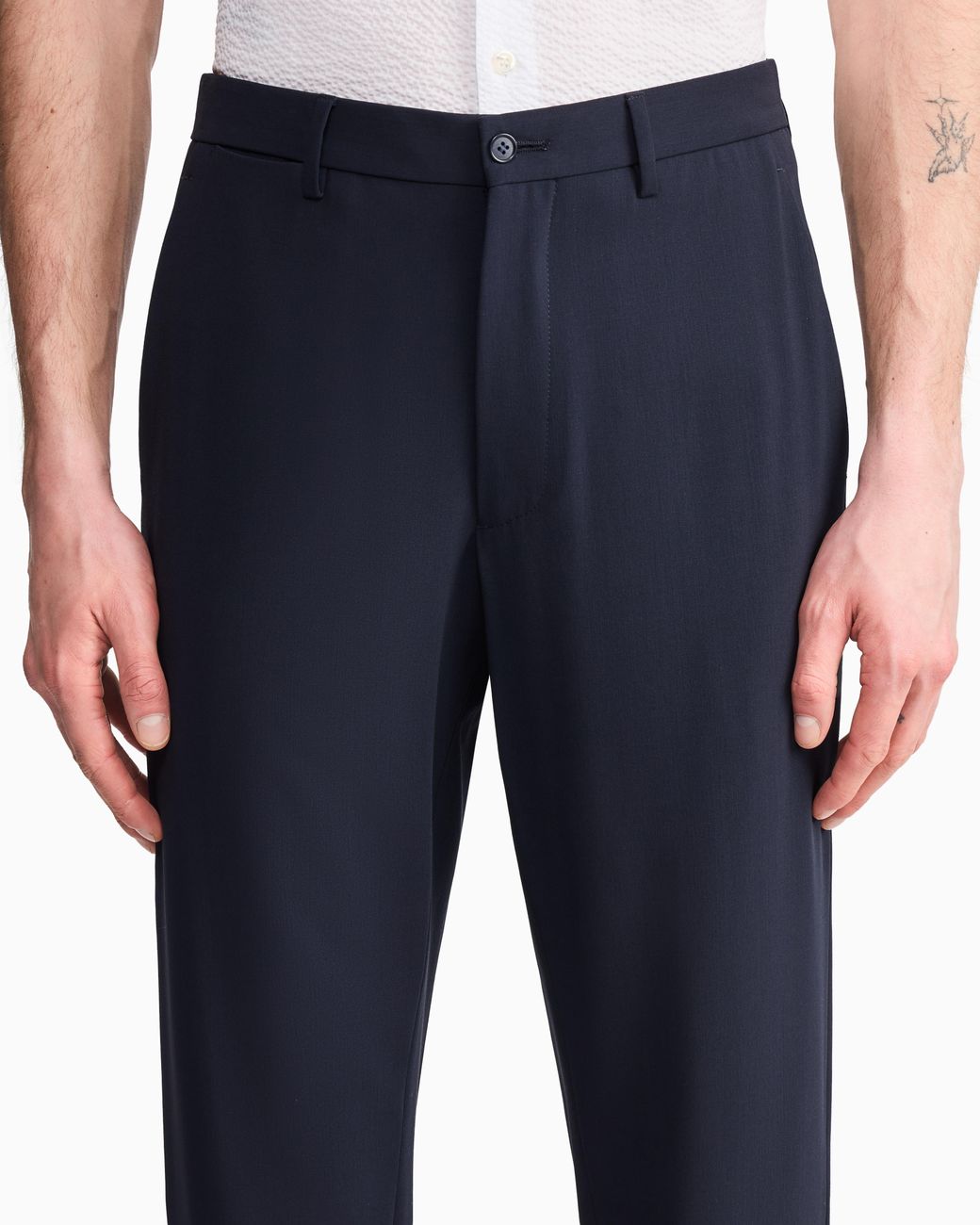 Giorgio Armani Blue Two-Way Stretch Wool-Canvas Trousers for men