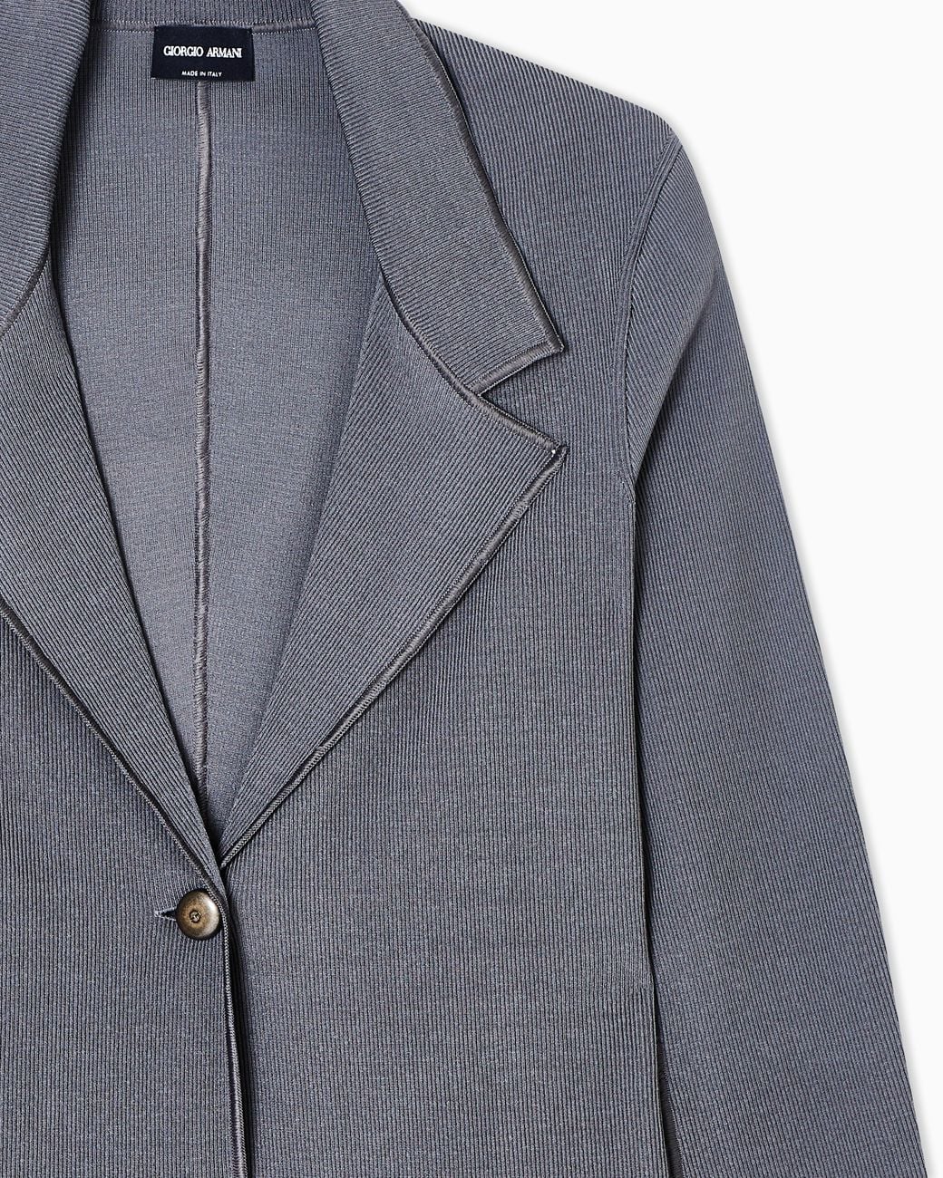 Giorgio Armani Blue Viscose-Blend Knit Single-Breasted Jacket