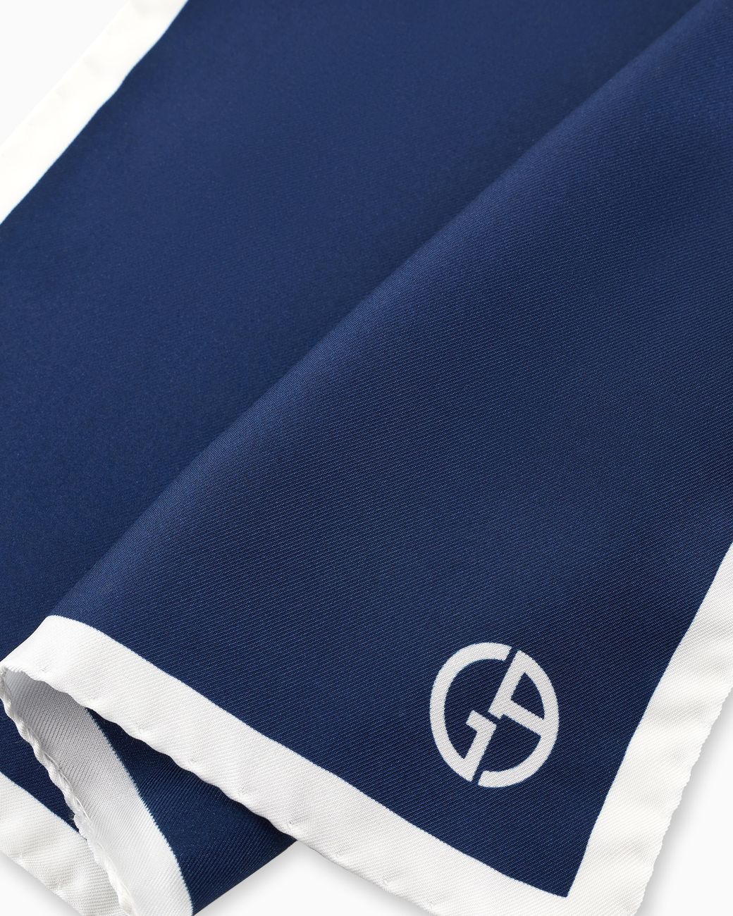Giorgio Armani Blue Silk Pocket Square With Logo for men