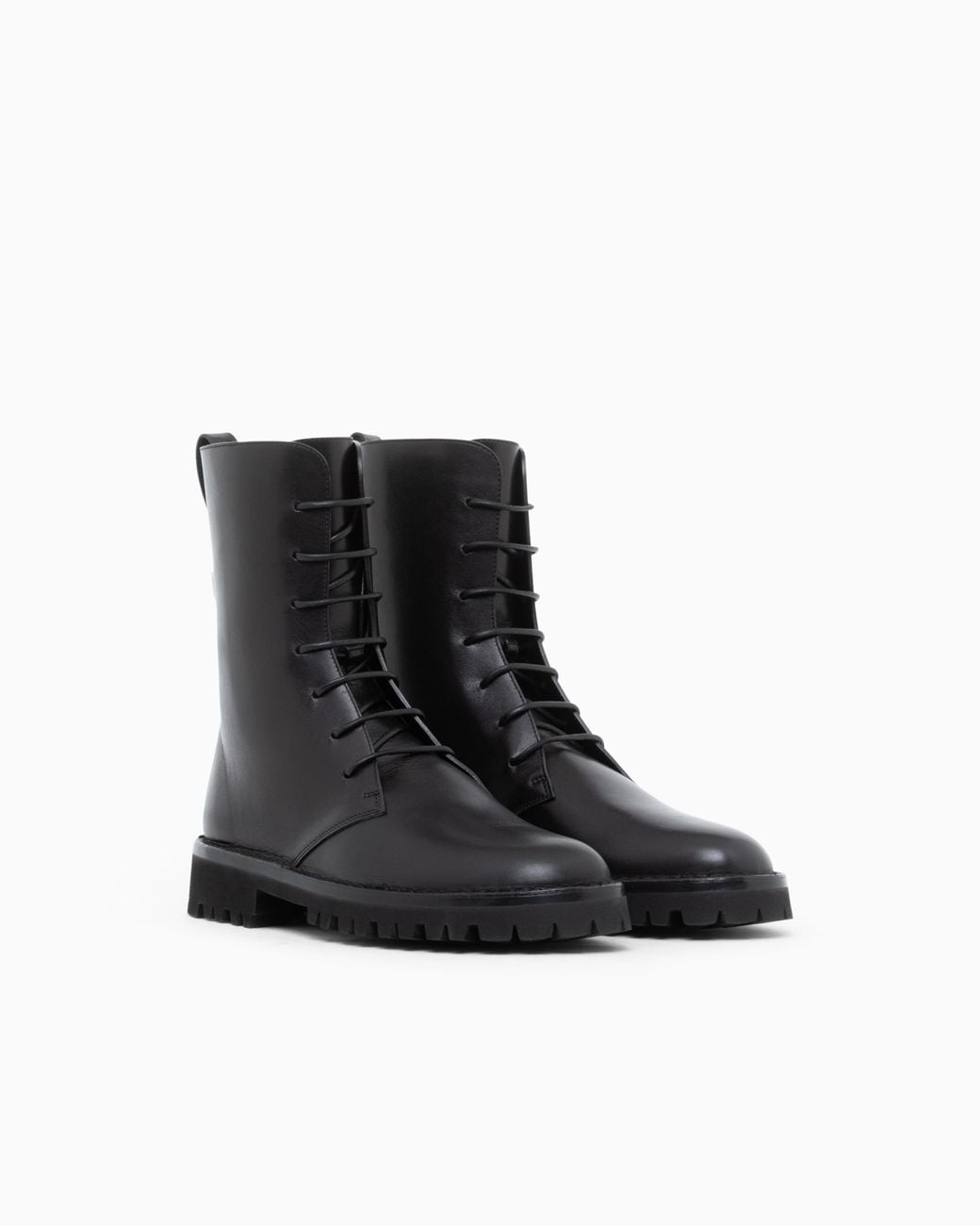 Giorgio Armani Black Boot Leather Upper With Cushioned Sole