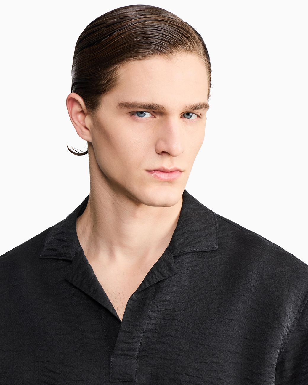Giorgio Armani Black Jacquard Polo for men