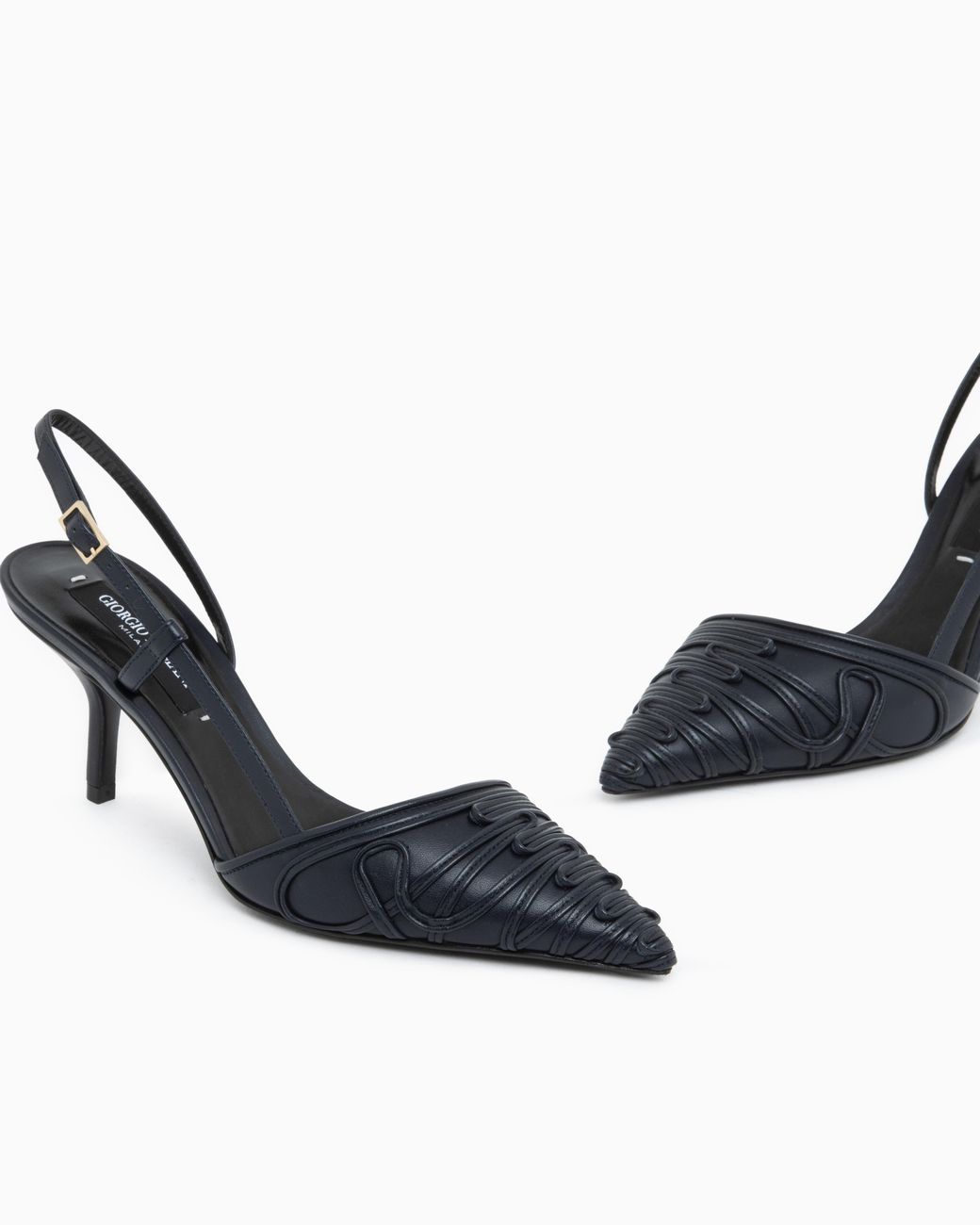 Giorgio Armani White Decollete Shoe With Cornely Details And Leather Upper