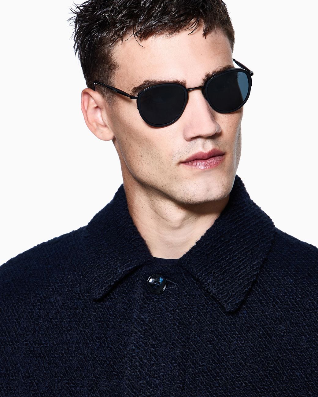Giorgio Armani White Phantos-Shaped Sunglasses for men