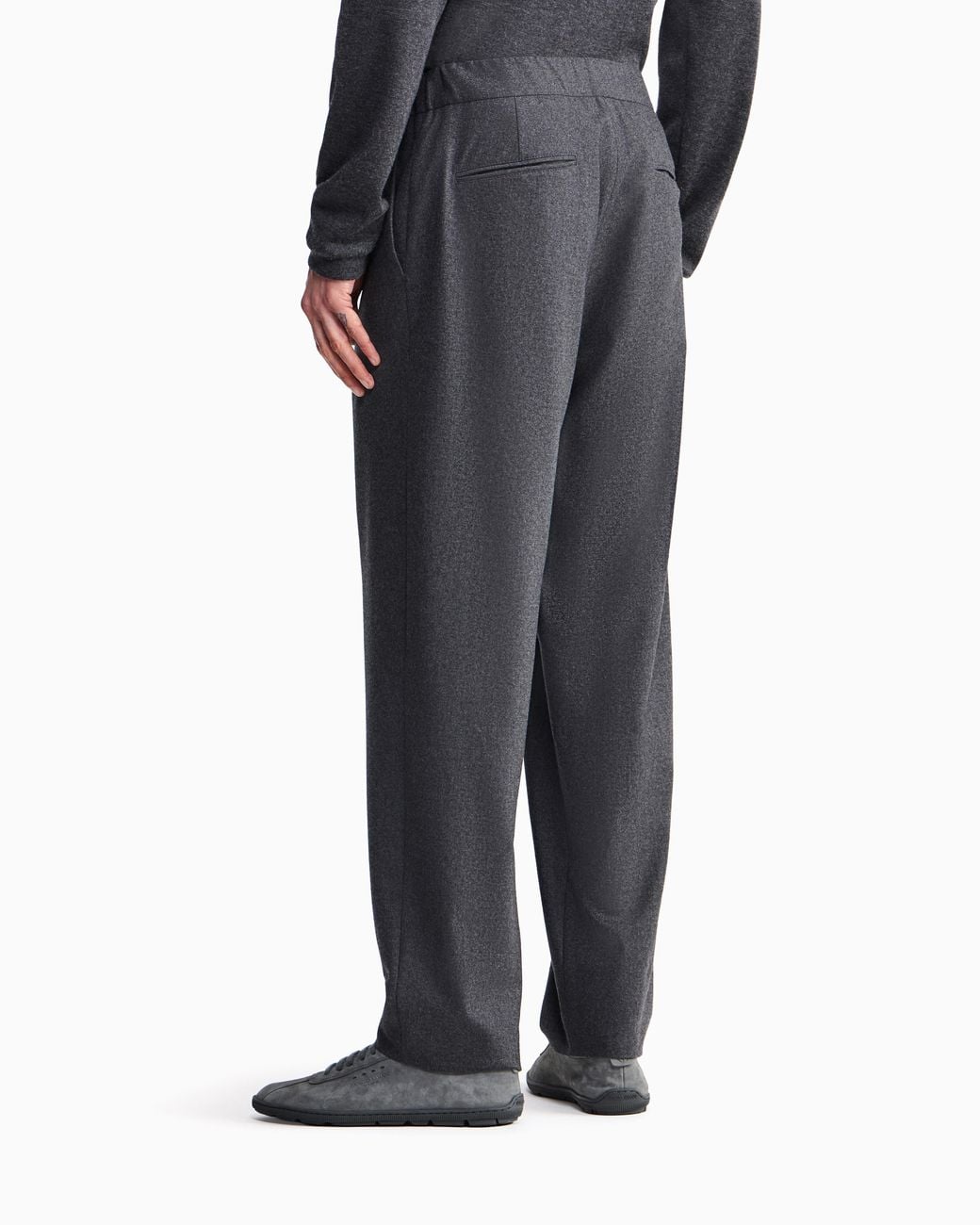 Giorgio Armani Gray Trouser Cashmere Regular Fit Solid Stretch Drap for men