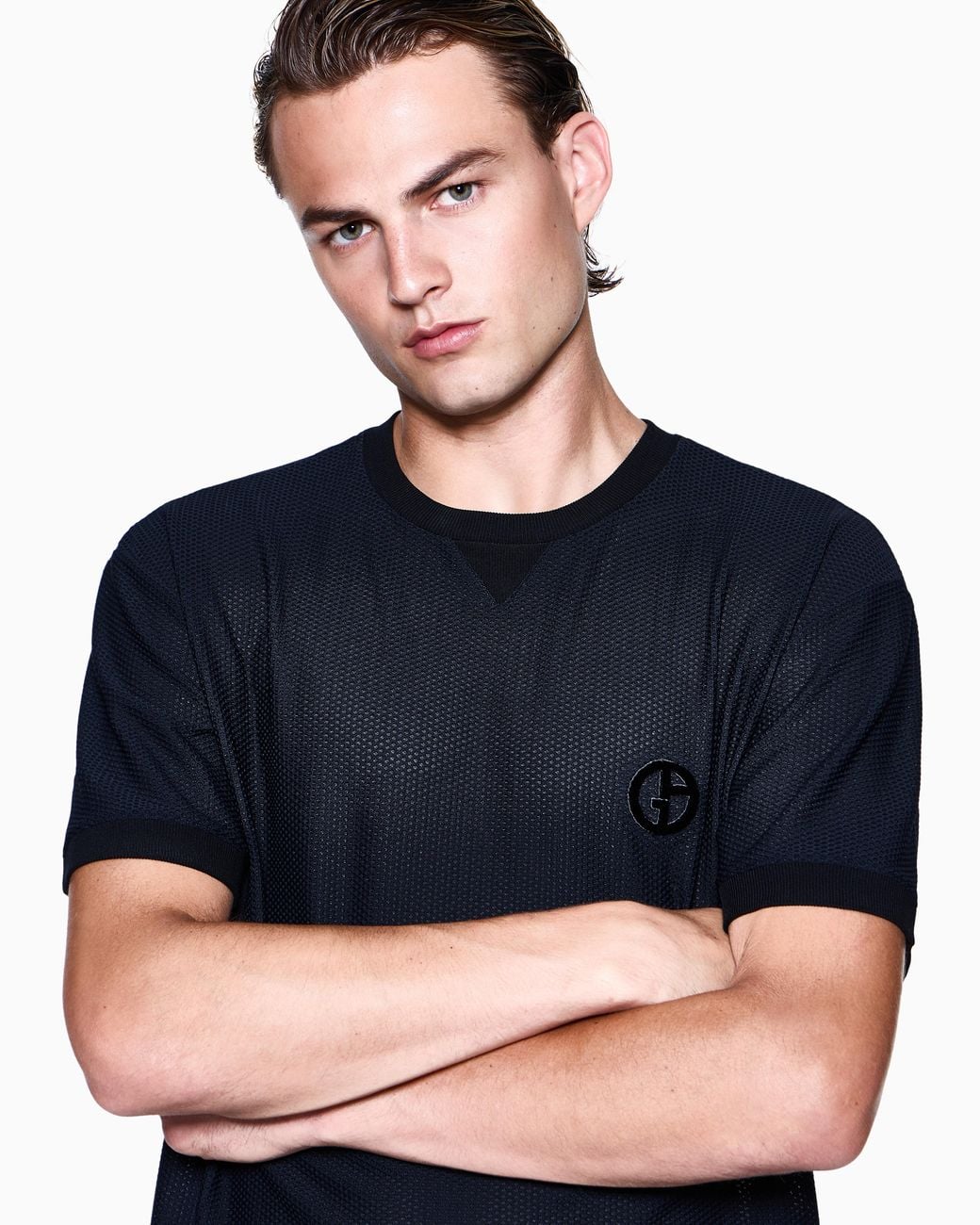 Giorgio Armani Black Crew-Neck T-Shirt for men