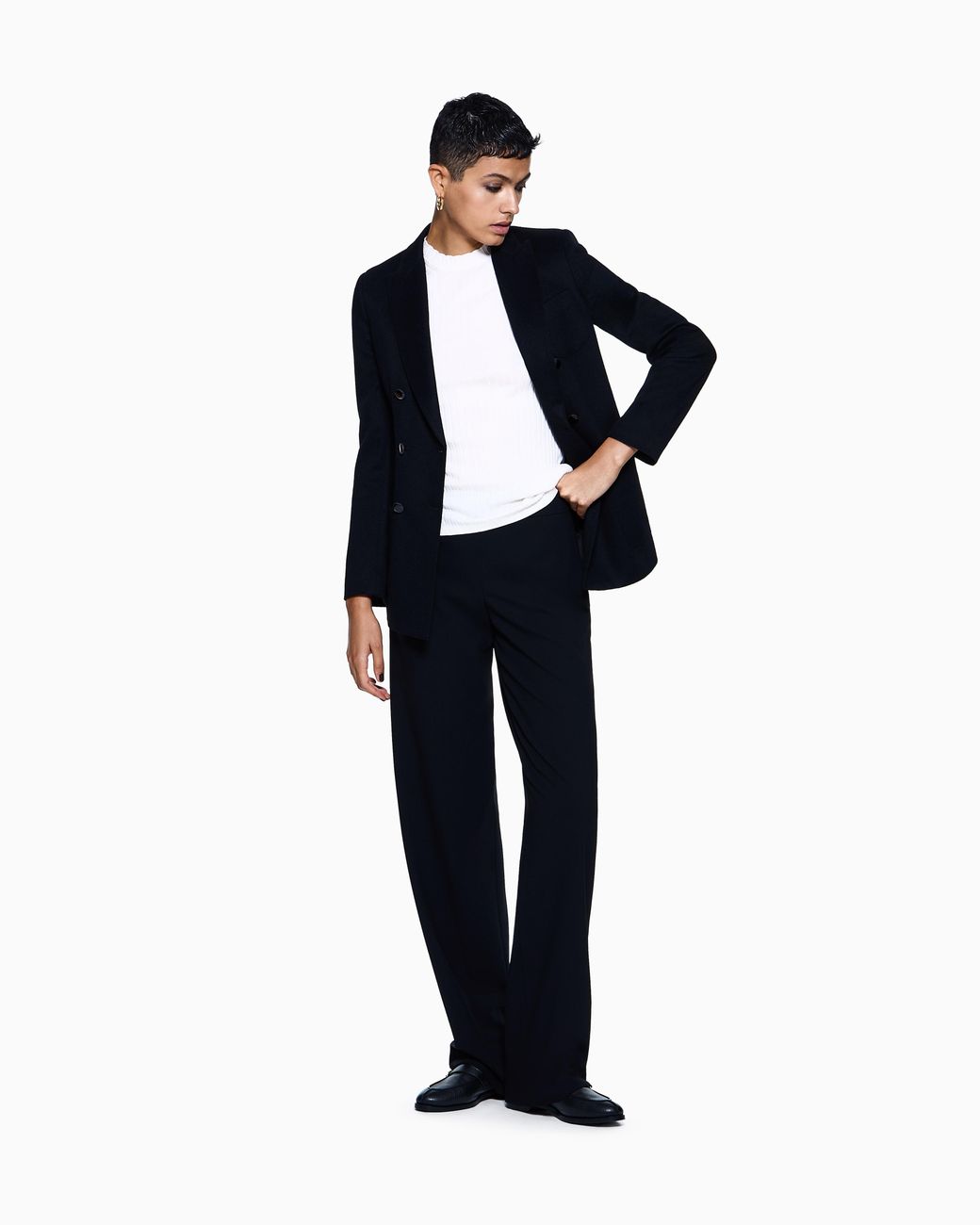 Giorgio Armani White Pure Cashmere Ribbed Crew-Neck Jumper