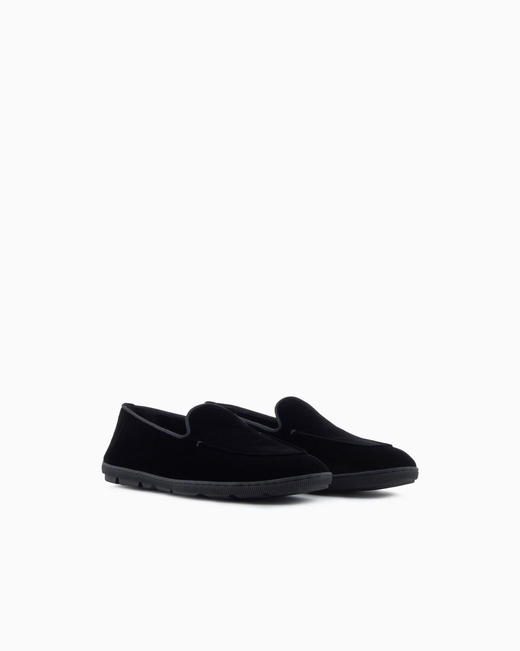 Giorgio Armani White Velvet Slip On Shoes With A Flexible Rubber Sole for men