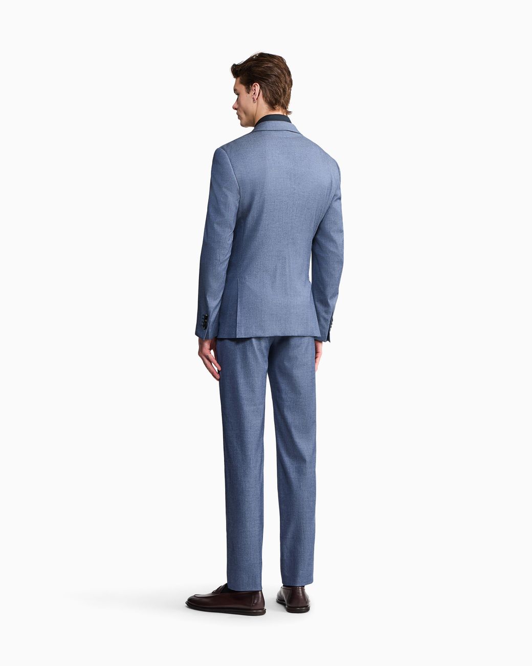 Giorgio Armani Blue Soho Line Double-Breasted Denim-Effect Cashmere And Stretch Cotton Suit for men