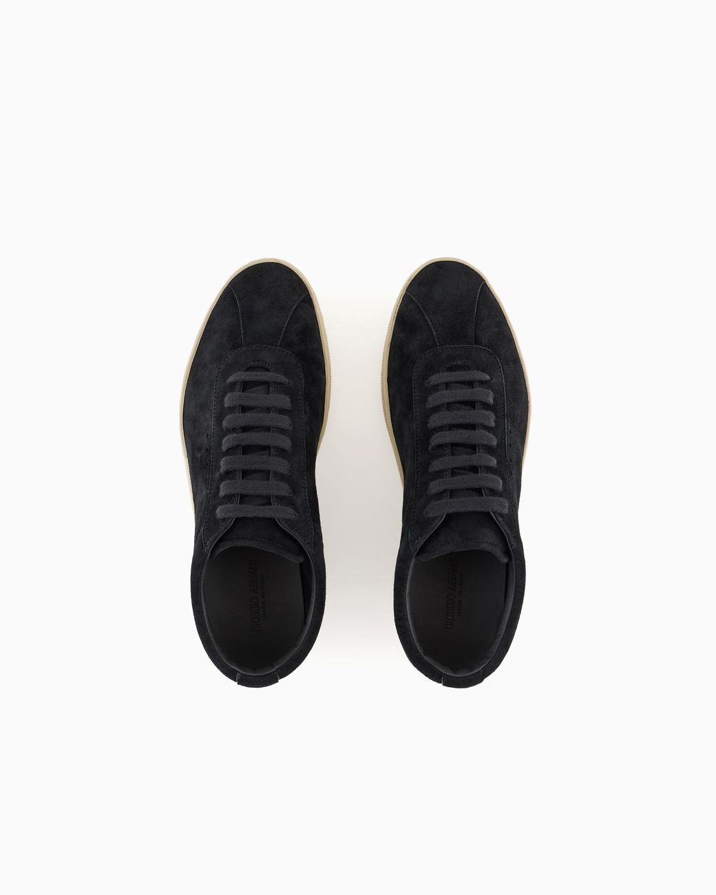 Giorgio Armani Black Low-Top Suede Lace-Up Sneakers With Rubber Sole for men