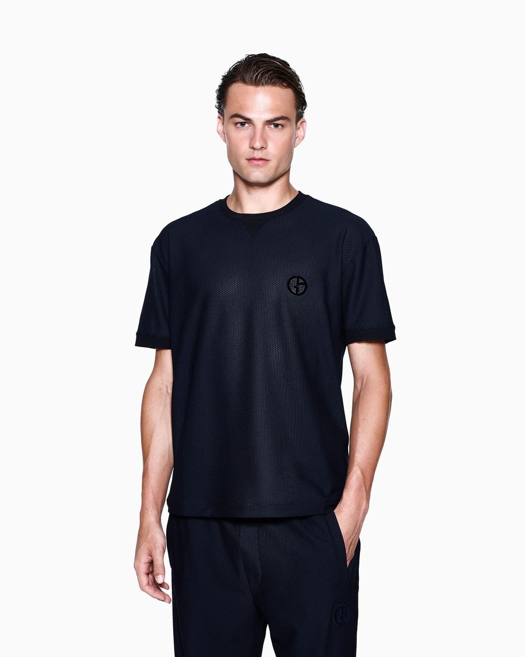 Giorgio Armani Black Crew-Neck T-Shirt for men