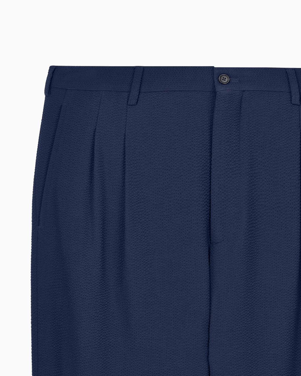 Giorgio Armani Blue Wool Seersucker Double-Pleat Trousers for men