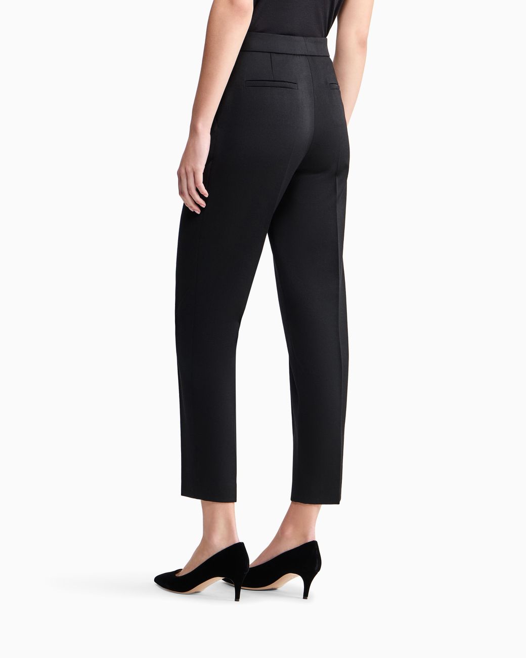 Giorgio Armani Black Virgin Straight Trousers With A Flap Pocket