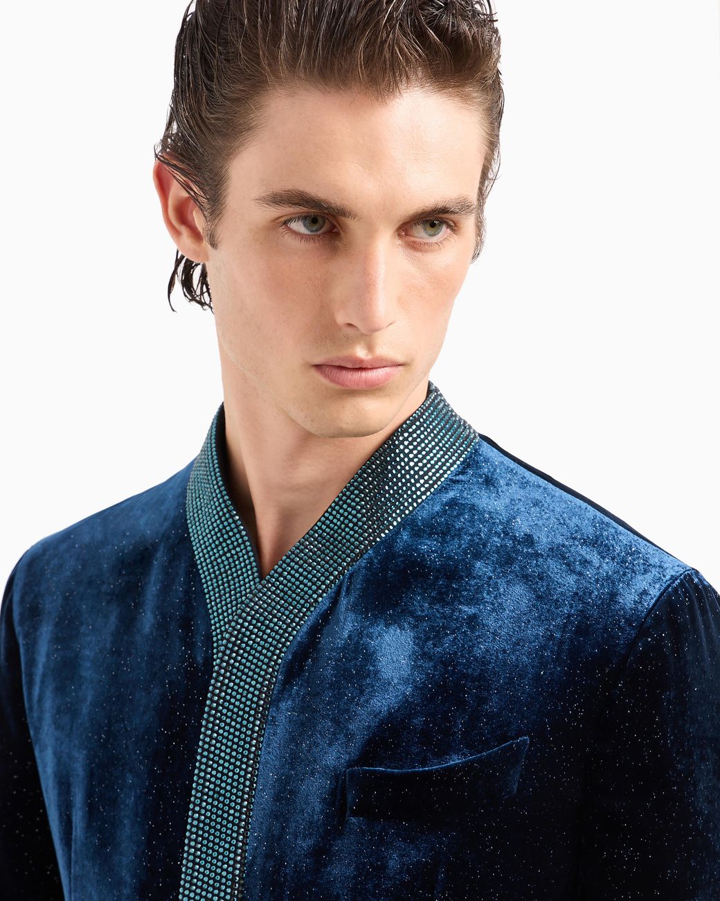 Giorgio Armani Blue Upton Line Single-Breasted Jacket for men