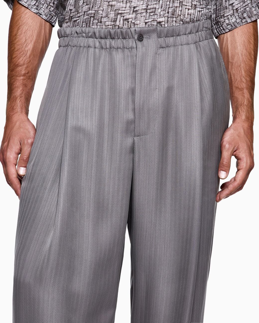 Giorgio Armani Gray Cupro Chevron Double-Breasted Suit for men