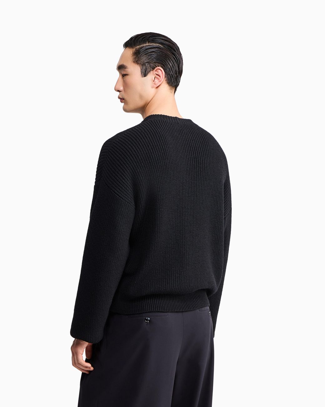 Giorgio Armani Blue Sweater Regular Fit Virgin Wool Half Cardigan Stitch for men