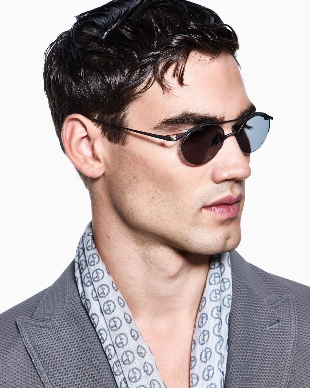Giorgio Armani Metallic Oval Sunglasses for men