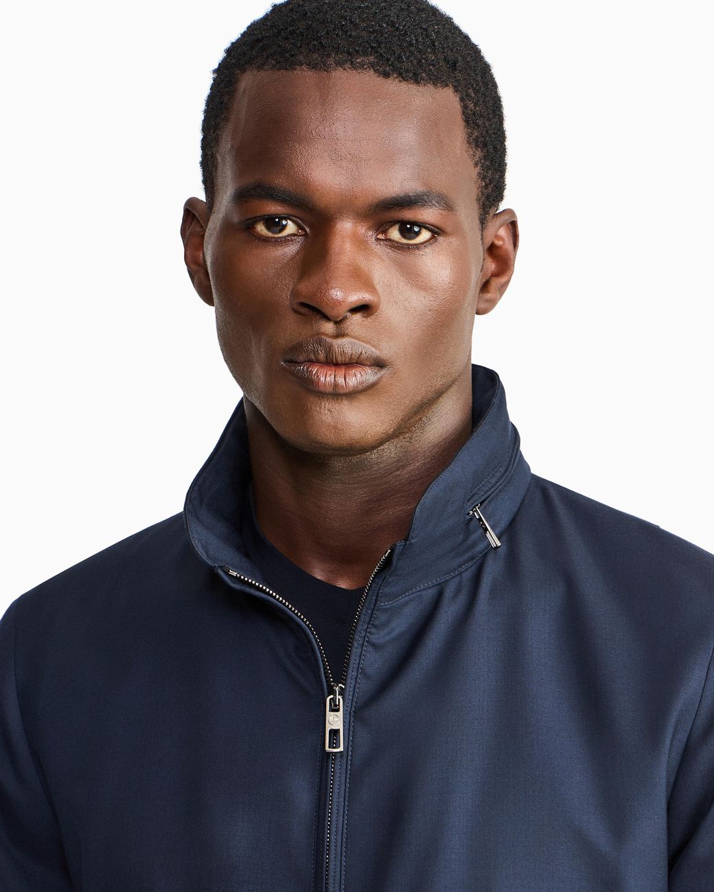 Giorgio Armani Blue Cashmere Gabardine Blouson With A Hidden Hood Icon for men