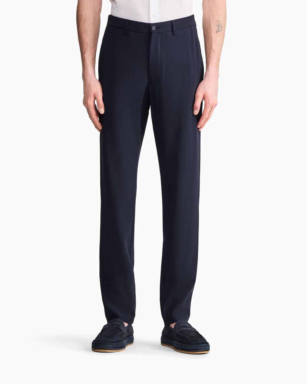 Giorgio Armani Blue Two-Way Stretch Wool-Canvas Trousers for men