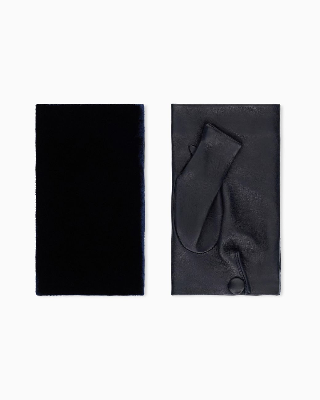 Giorgio Armani Black Velvet And Leather Muff With Silk Lining