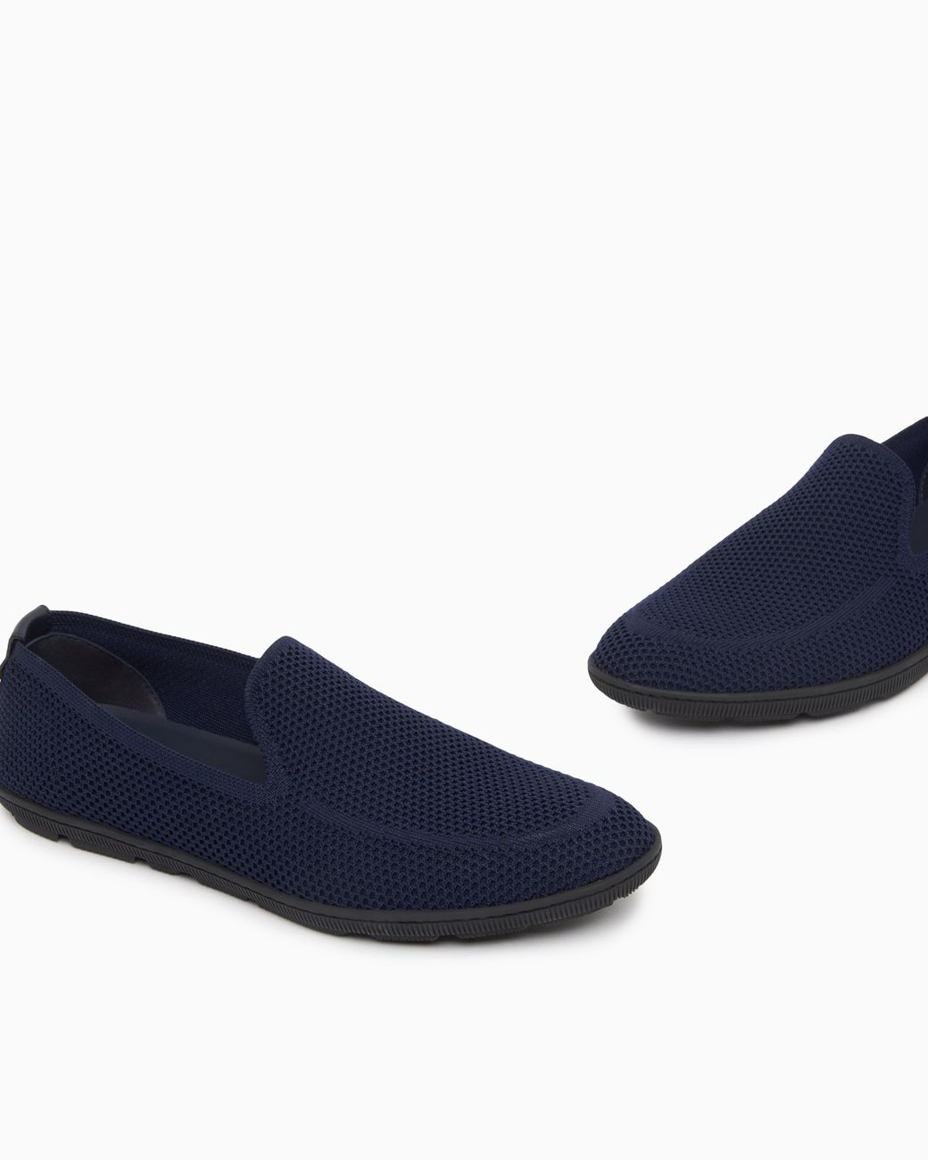 Giorgio Armani Blue Breathable Mesh Slip-On Sneaker With Leather Inserts for men
