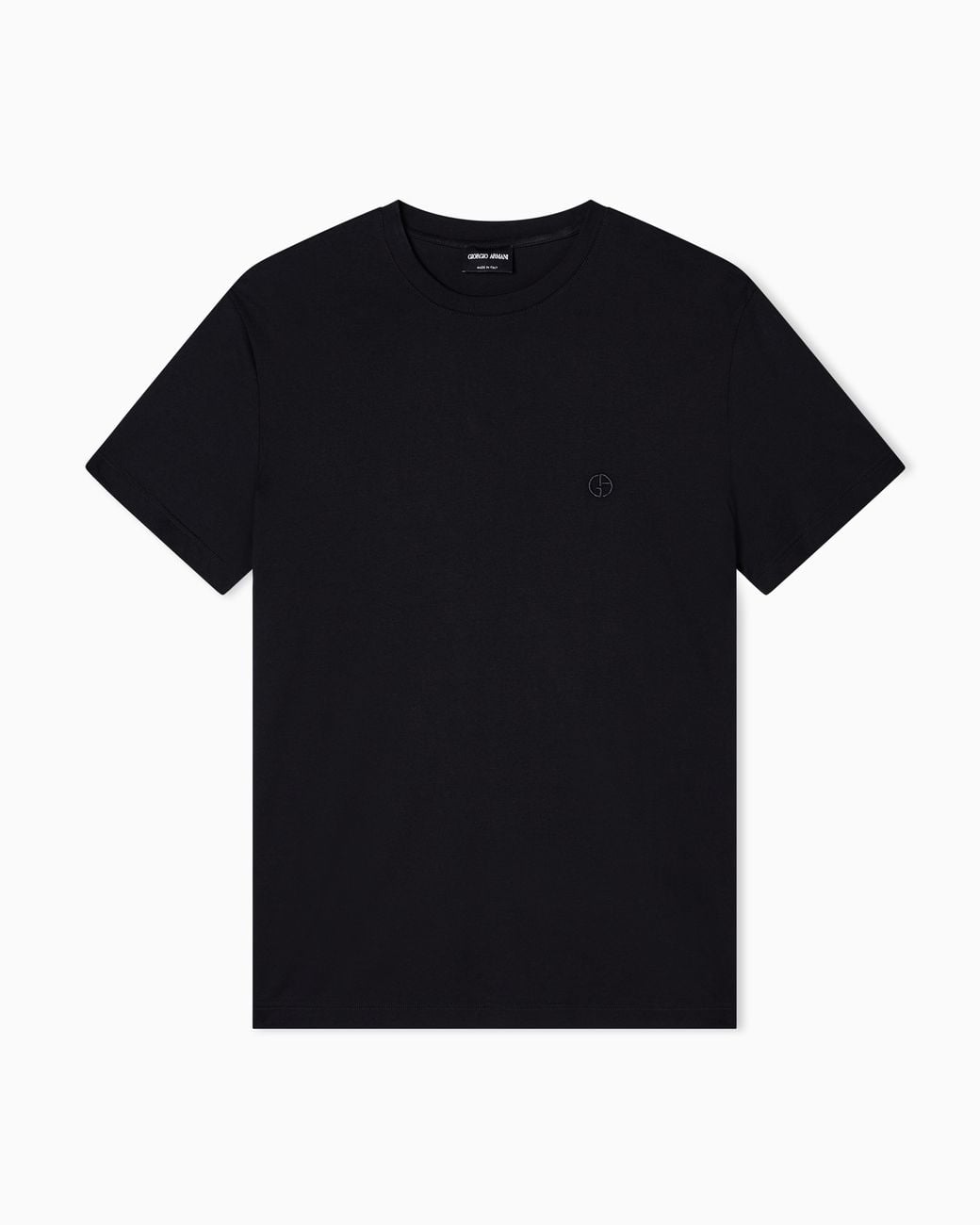 Giorgio Armani Black Cotton Crew Neck T-Shirt With Embroidered Logo for men