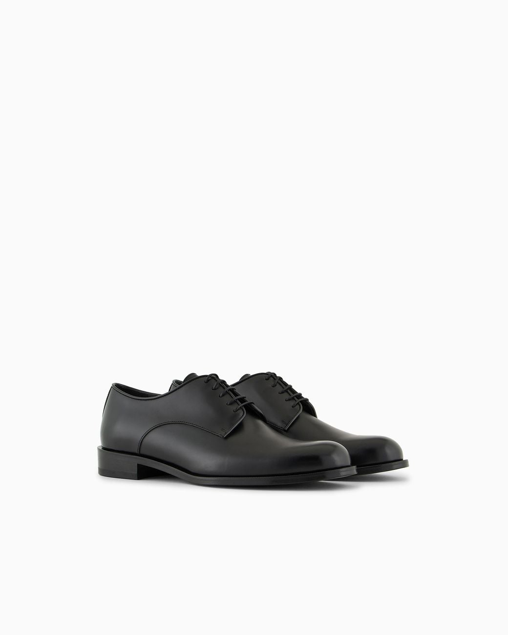 Giorgio Armani Black Leather Derby Shoes for men