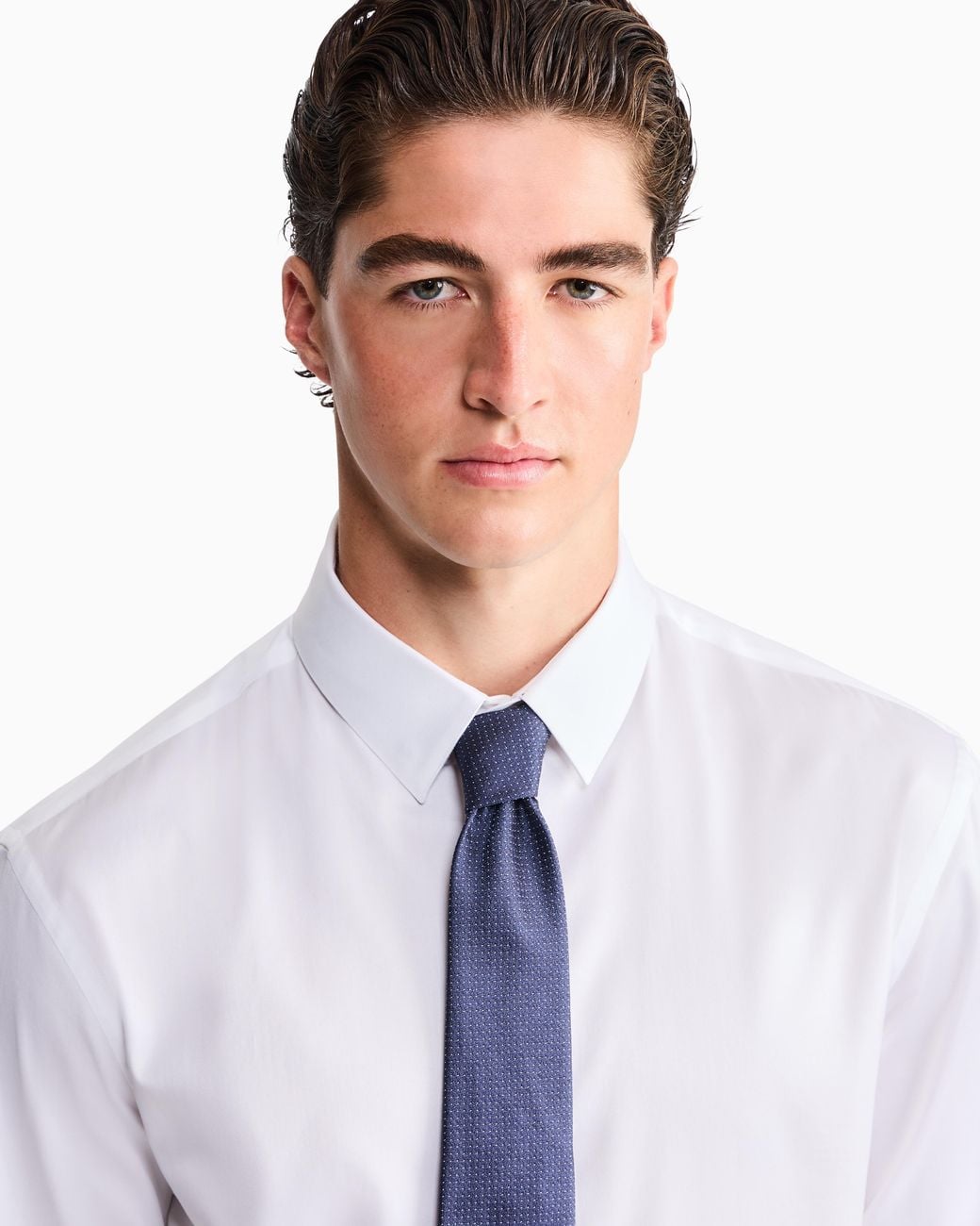 Giorgio Armani Blue Jacquard Silk Tie With Dotted Pattern And Embroidered Logo for men