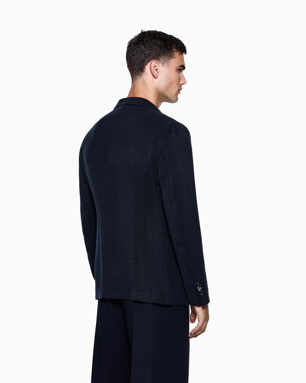 Giorgio Armani Blue Upton Line Single-Breasted Canneté Cupro Jacket for men