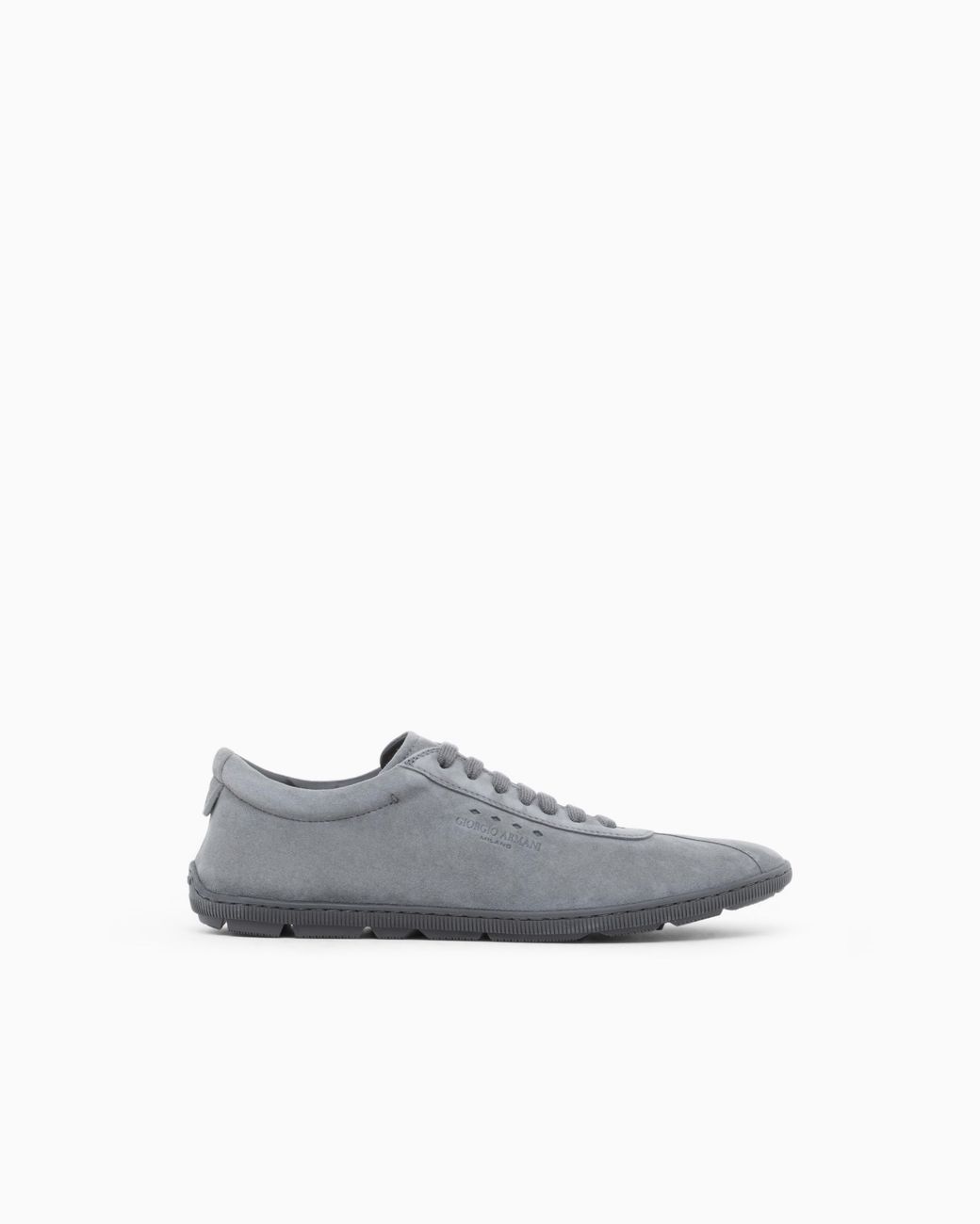 Giorgio Armani White Low-Top Suede Lace-Up Sneakers With Rubber Sole for men