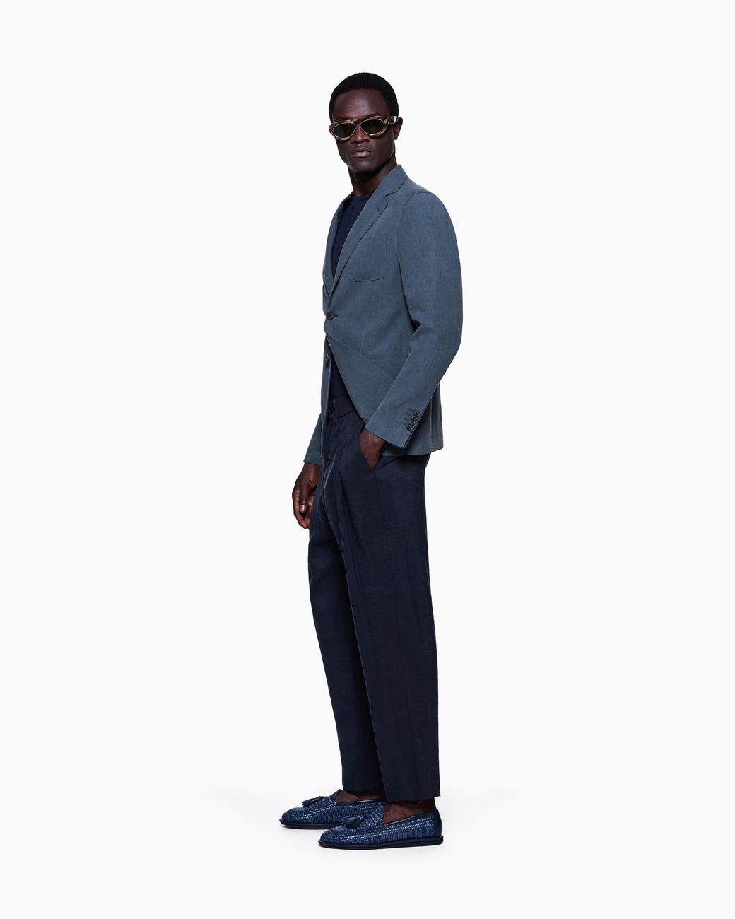 Giorgio Armani Blue Upton Line Single-Breasted Jacket for men