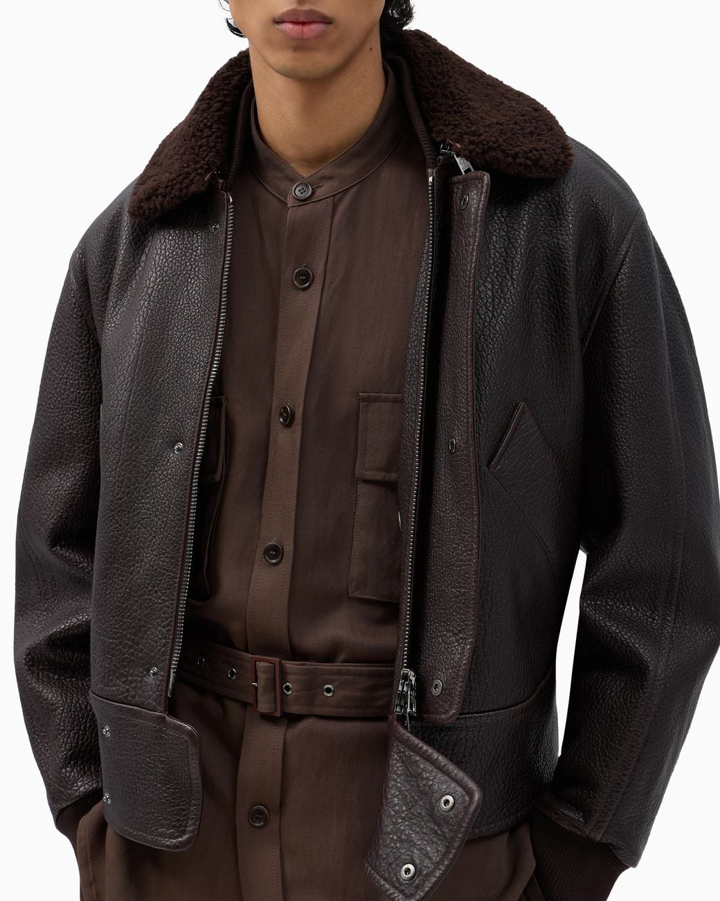 Giorgio Armani Black Leather Jacket X Kith for men