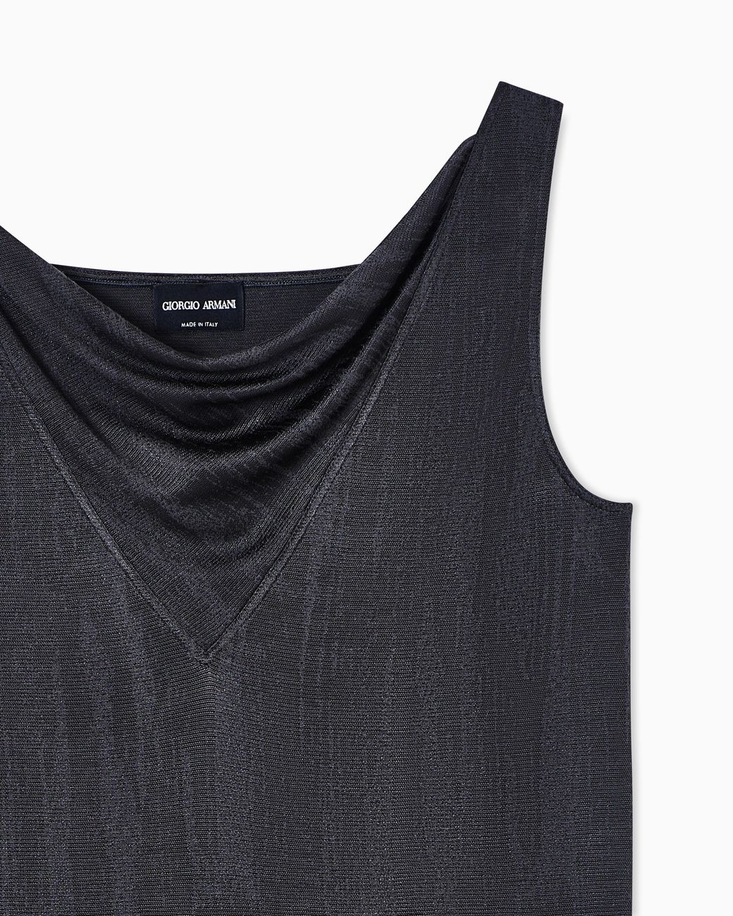 Giorgio Armani Black Jacquard Viscose Jersey Draped Top