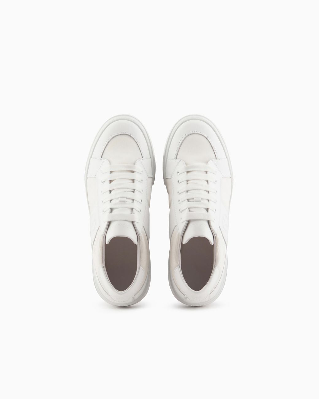 Giorgio Armani White Leather And Fabric Sneakers for men