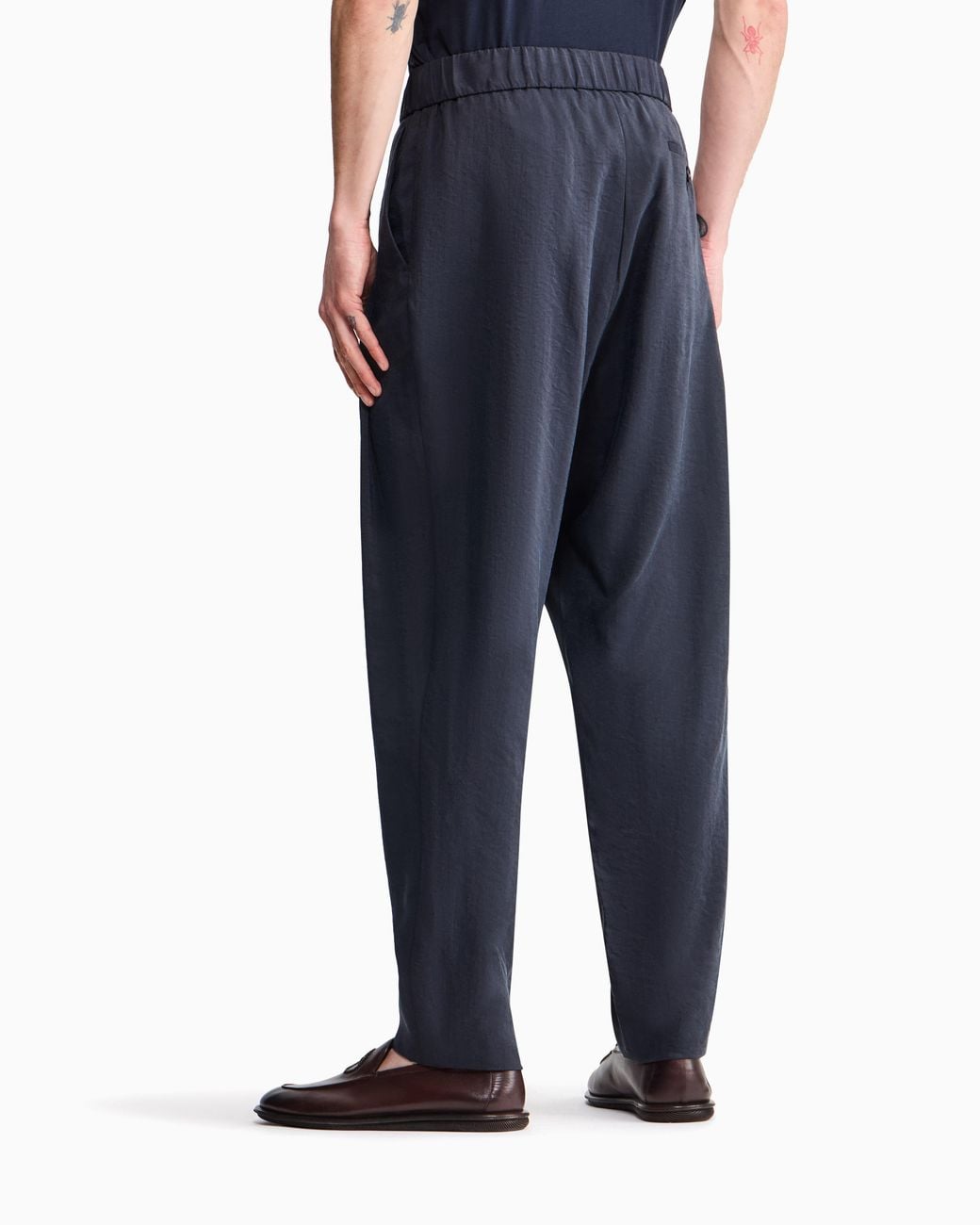 Giorgio Armani Blue Washed, Silk-Blend, Single-Pleat Trousers for men