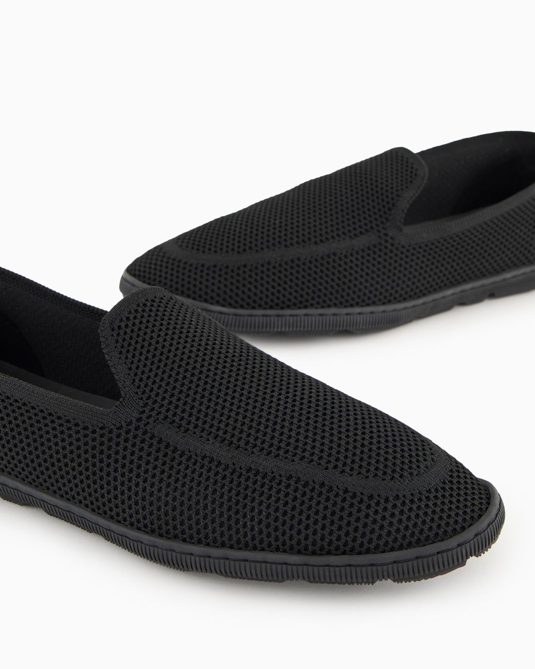 Giorgio Armani Black Breathable Mesh Slip-On Sneaker With Leather Inserts for men