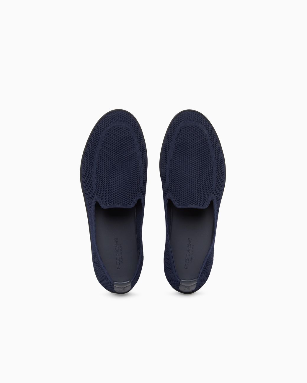Giorgio Armani Blue Breathable Mesh Slip-On Sneaker With Leather Inserts for men