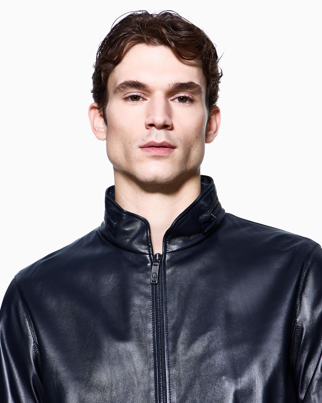 Giorgio Armani Blue Nappa Leather Blouson With Zip for men
