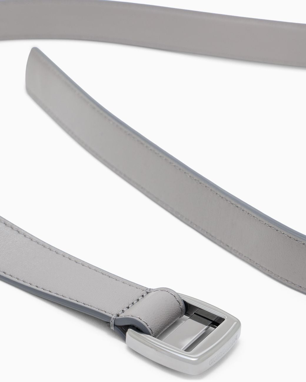 Giorgio Armani White Smooth Leather Belt With A Double Rectangular Metal Loop for men