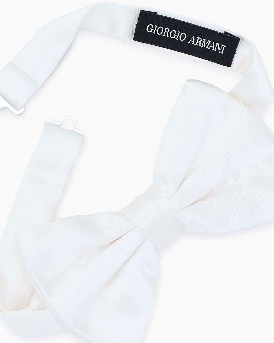 Giorgio Armani White Large, Pure Silk Knotted Bow Tie for men