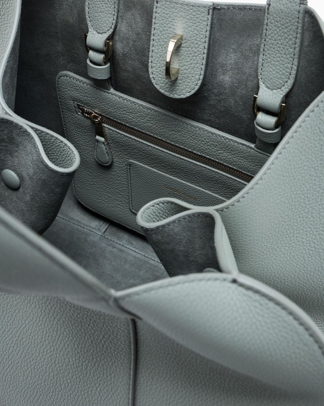Giorgio Armani Blue Large Pebbled Leather Tote Bag